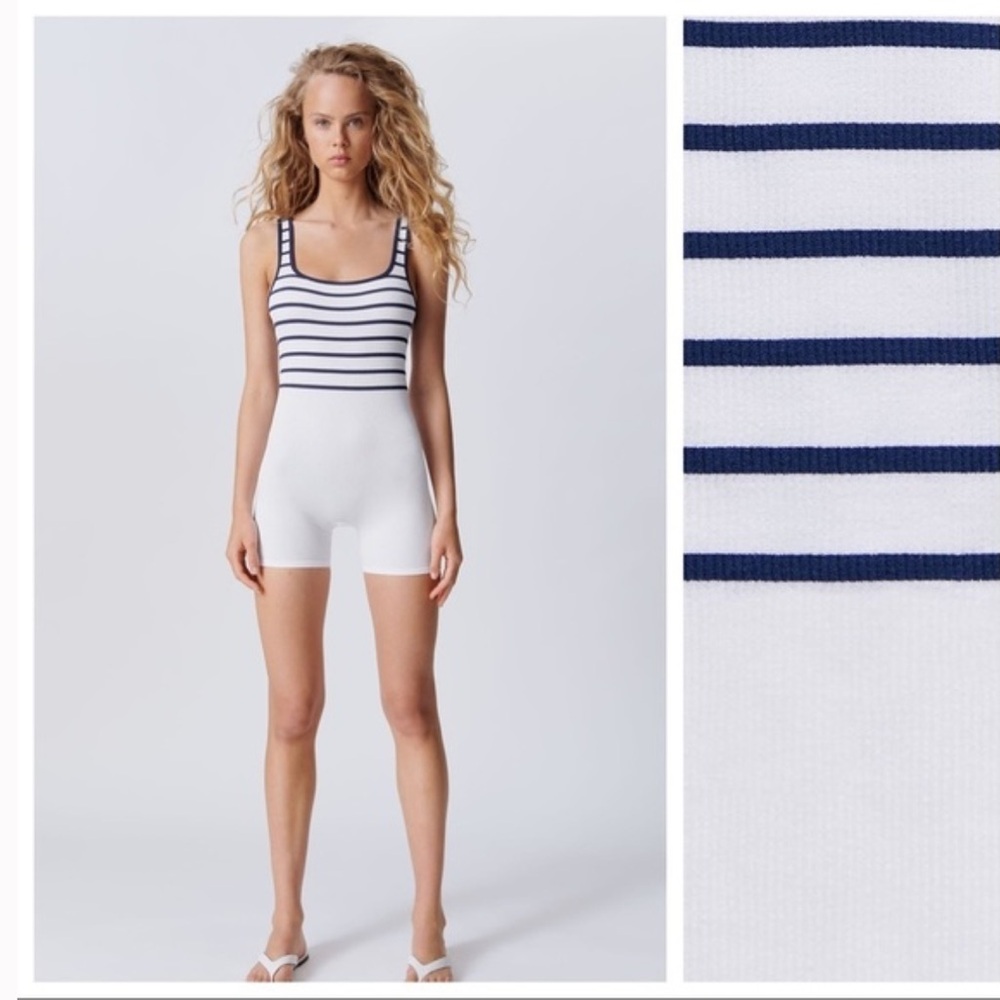 NWT. Zara Limitless Contour Collection Strappy Seamless Playsuit. Size XS-S